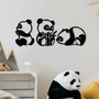 Wallity Pandas - 298 Escultura de Pared de Metal Negra